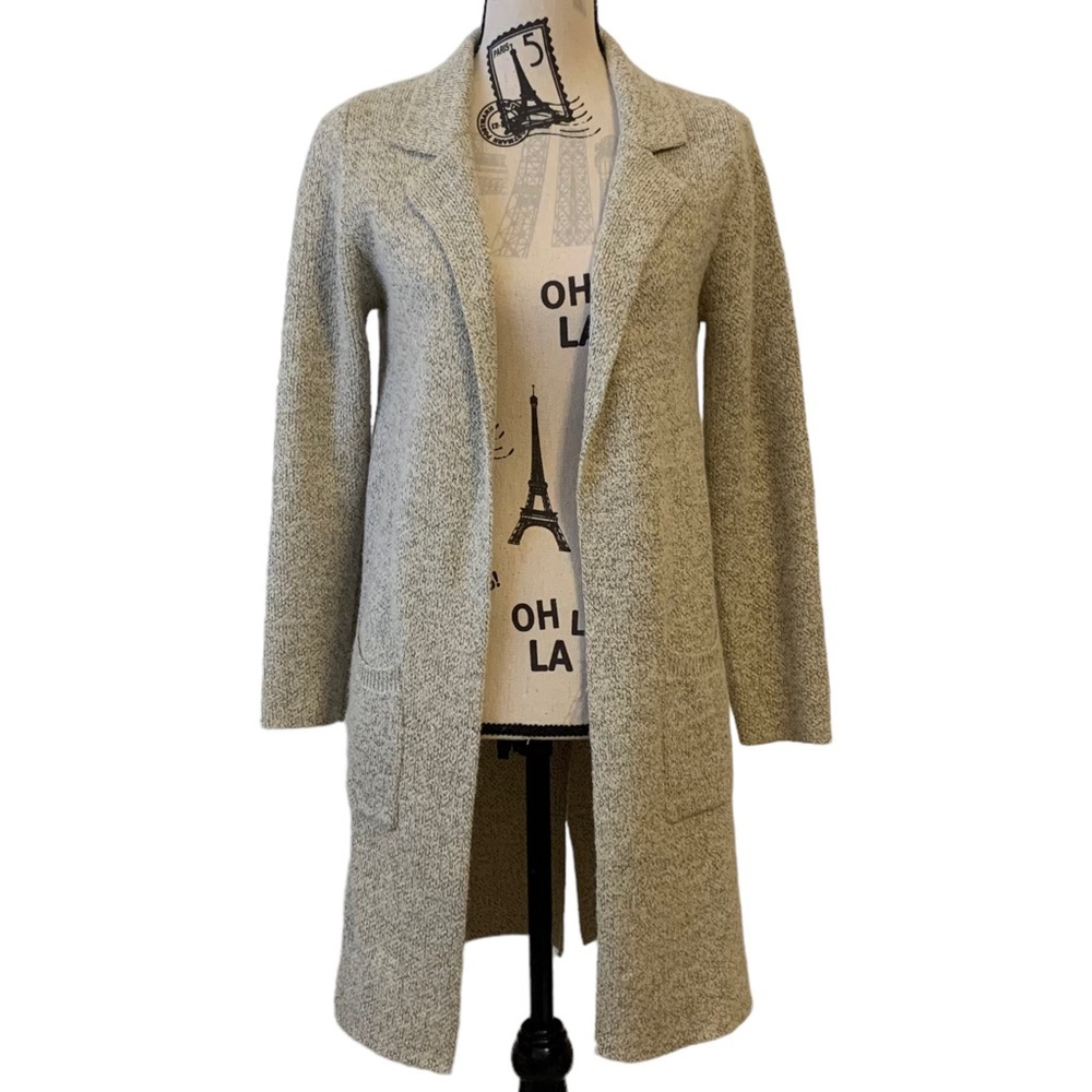 Monteau | Medium | Women's Grey Open Front Casual Outerwear Long Cardigan